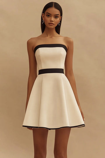 Ivory A Line Strapless Mini Dress